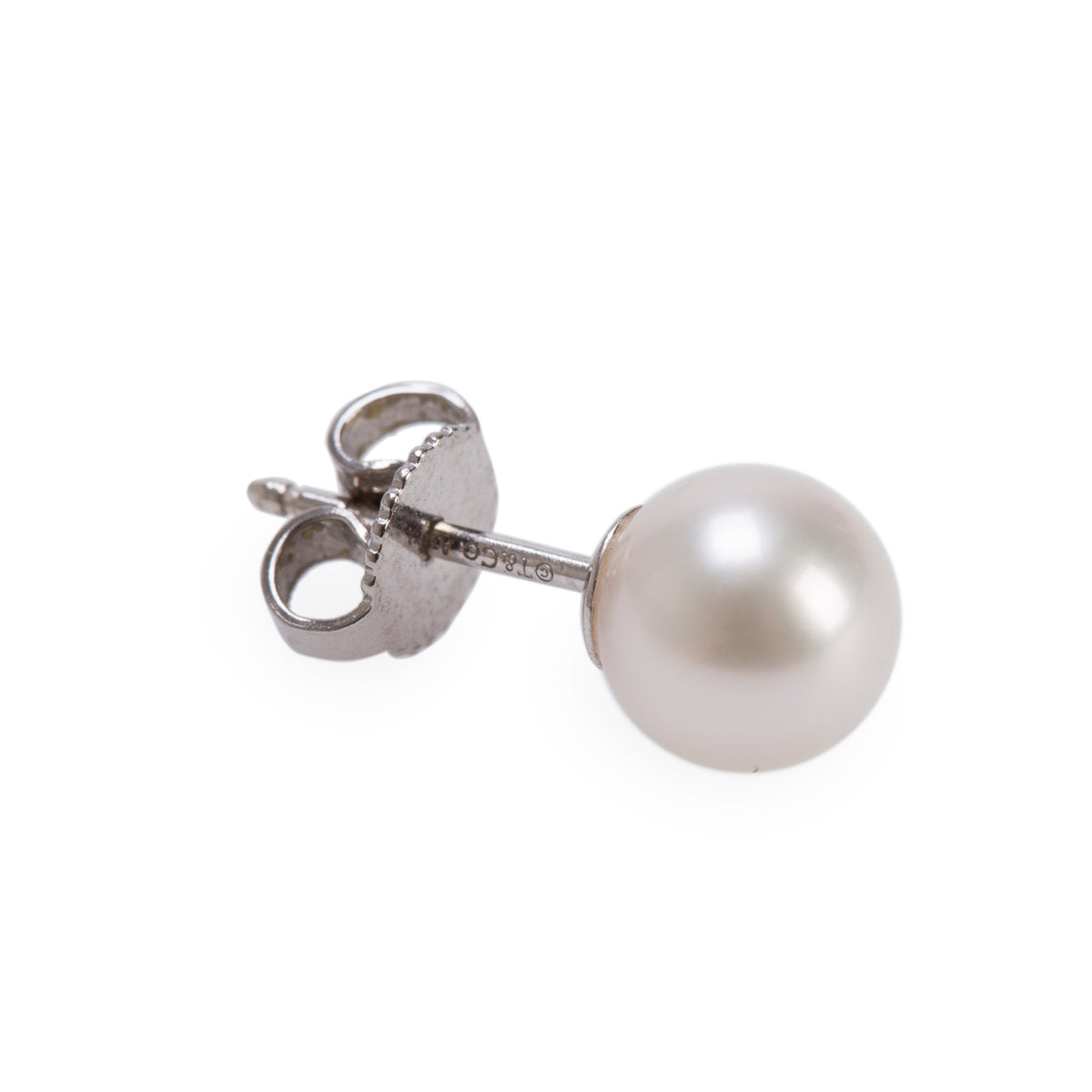 Tiffany & Co. 18k White Gold Pearl Stud Earrings, 7-7.5 MM
