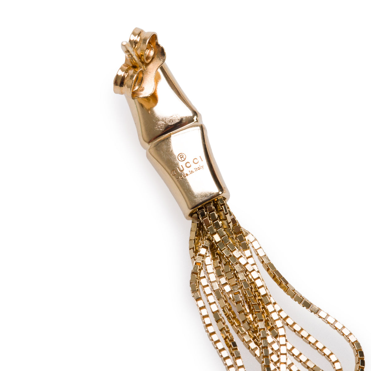 Gucci 18k Yellow Gold Bamboo Tassel Drop Earrings