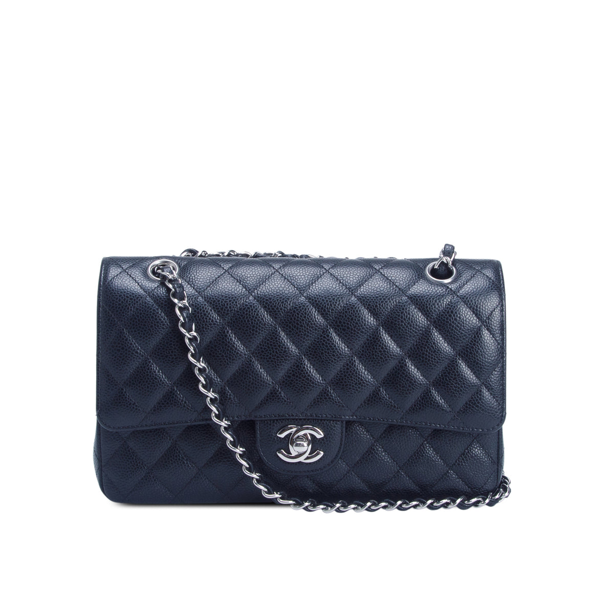 Chanel Black Caviar Quilted Medium Double Flap Bag