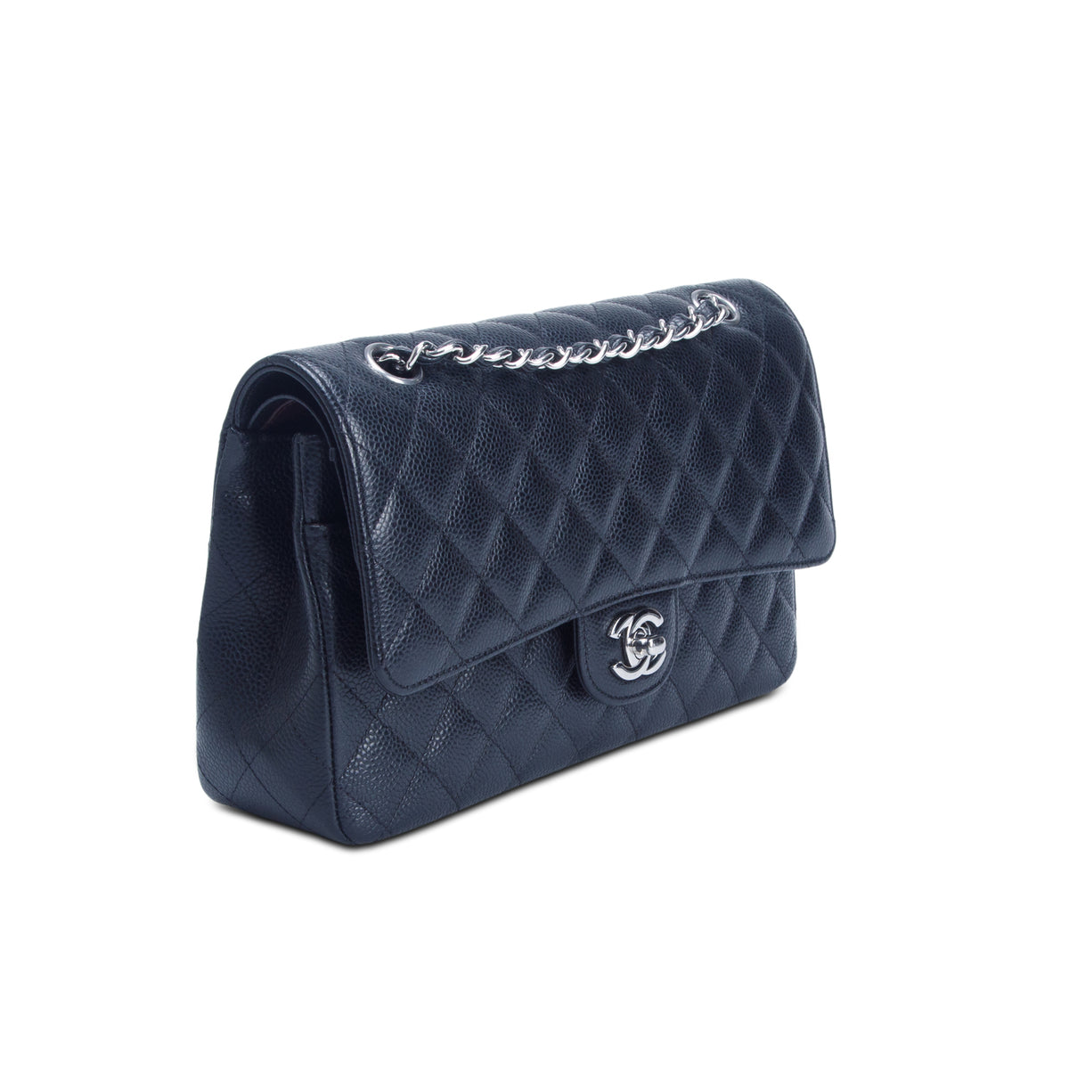 Chanel Black Caviar Quilted Medium Double Flap Bag