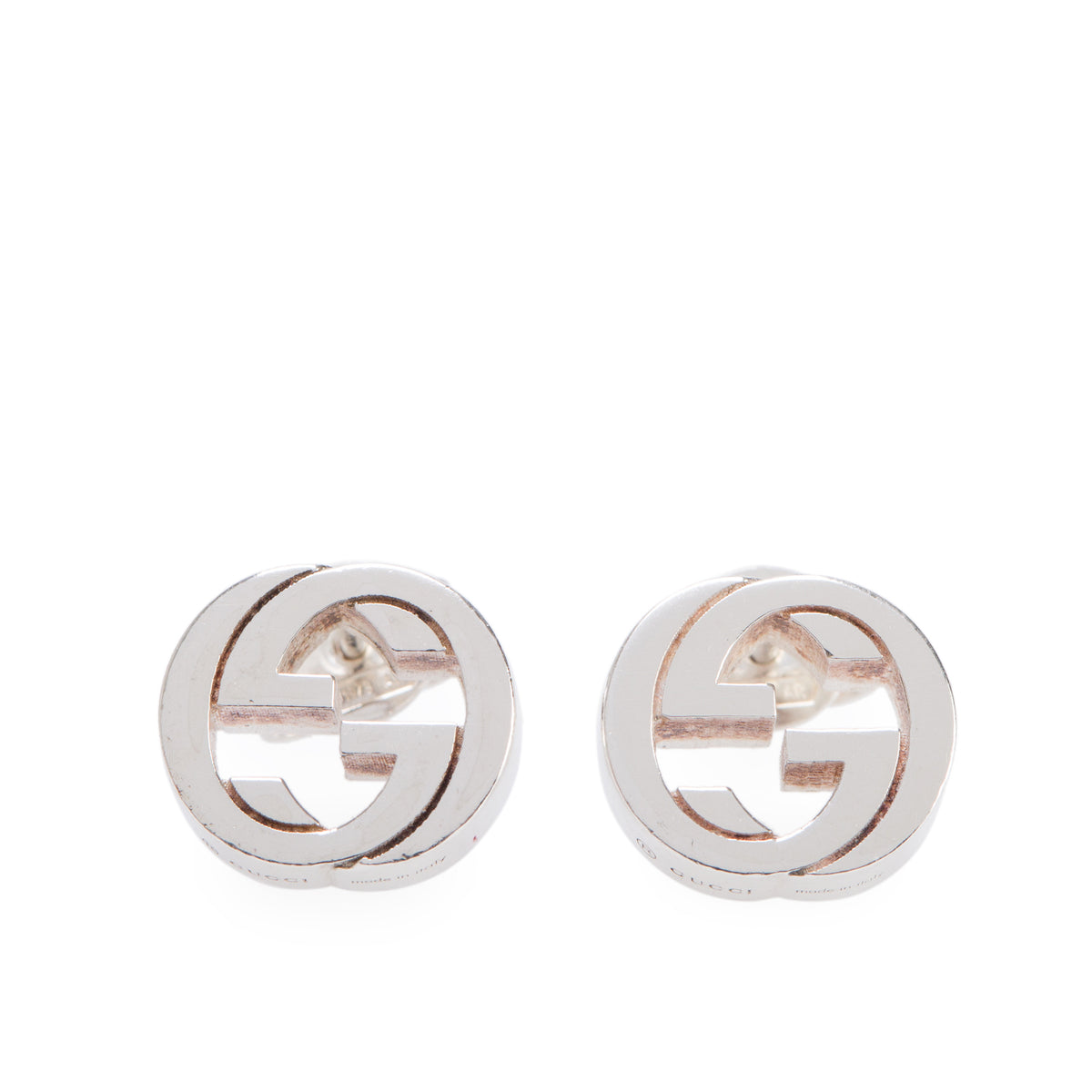 Gucci Sterling Silver Interlocking G Stud Earrings