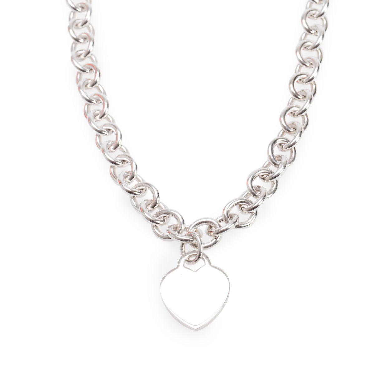 Tiffany & Co. Sterling Silver Heart Tag Chain Link Necklace