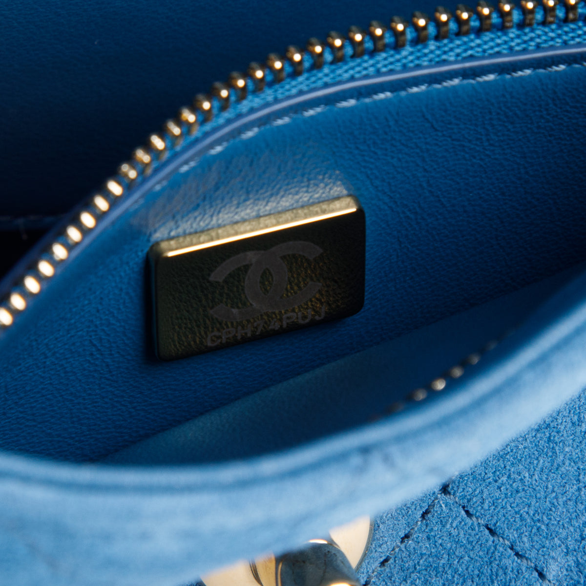 Chanel 2026 Blue Suede Calfskin Mini Souplissimo Flap w/ Box & Receipt
