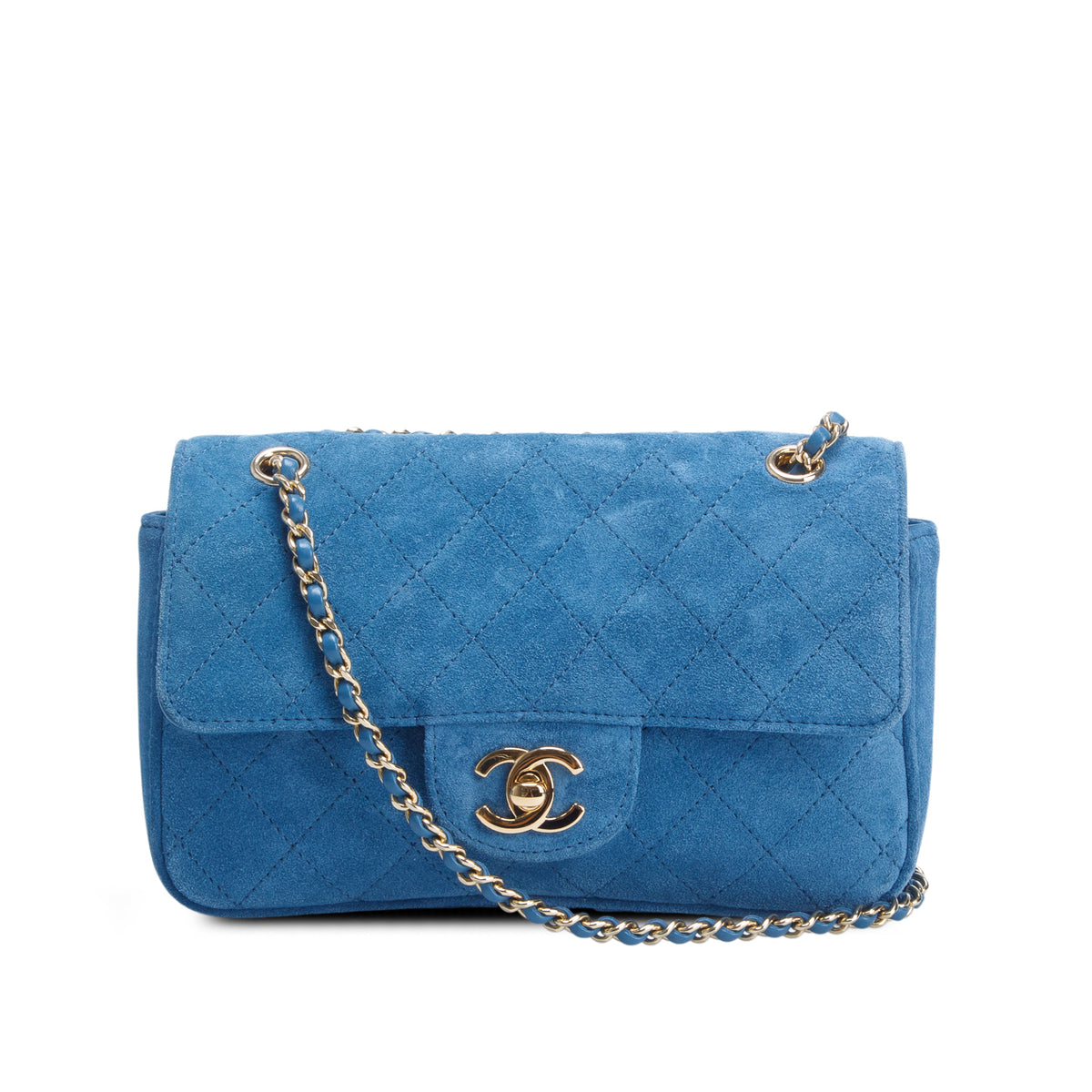 Chanel 2026 Blue Suede Calfskin Mini Souplissimo Flap w/ Box & Receipt