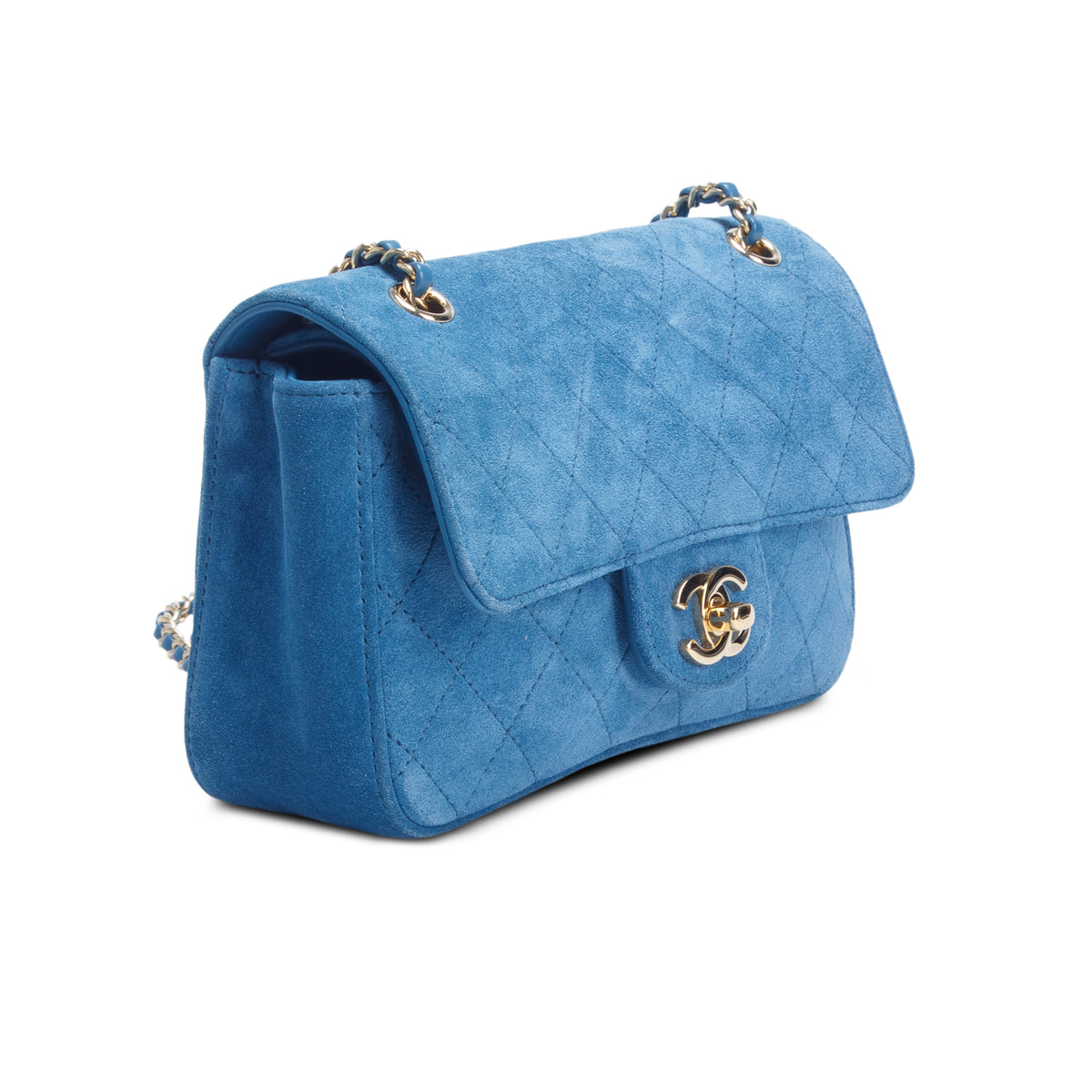 Chanel 2026 Blue Suede Calfskin Mini Souplissimo Flap w/ Box & Receipt