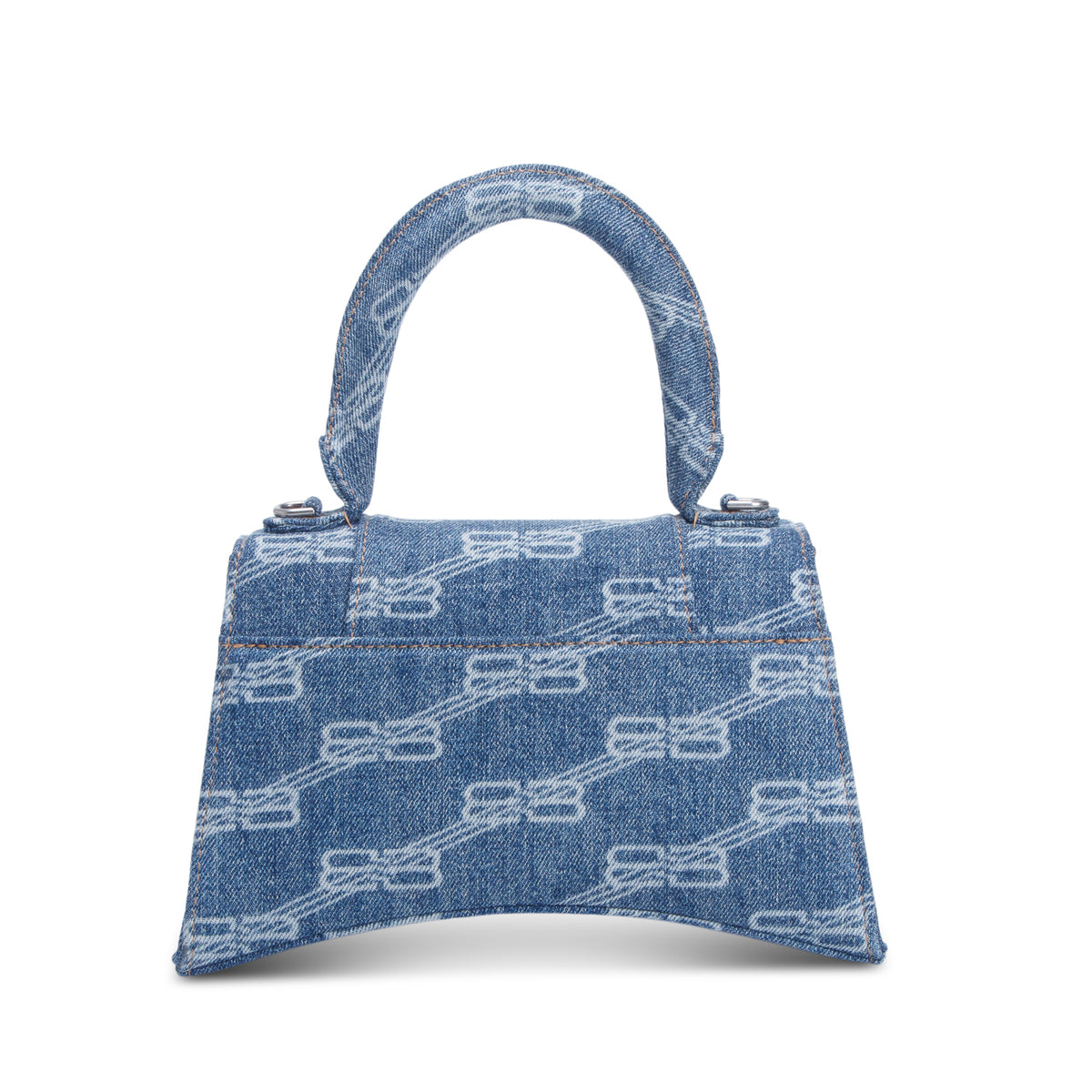 Balenciaga Blue Denim BB Monogram Small Hourglass Top Handle Bag w/ Strap