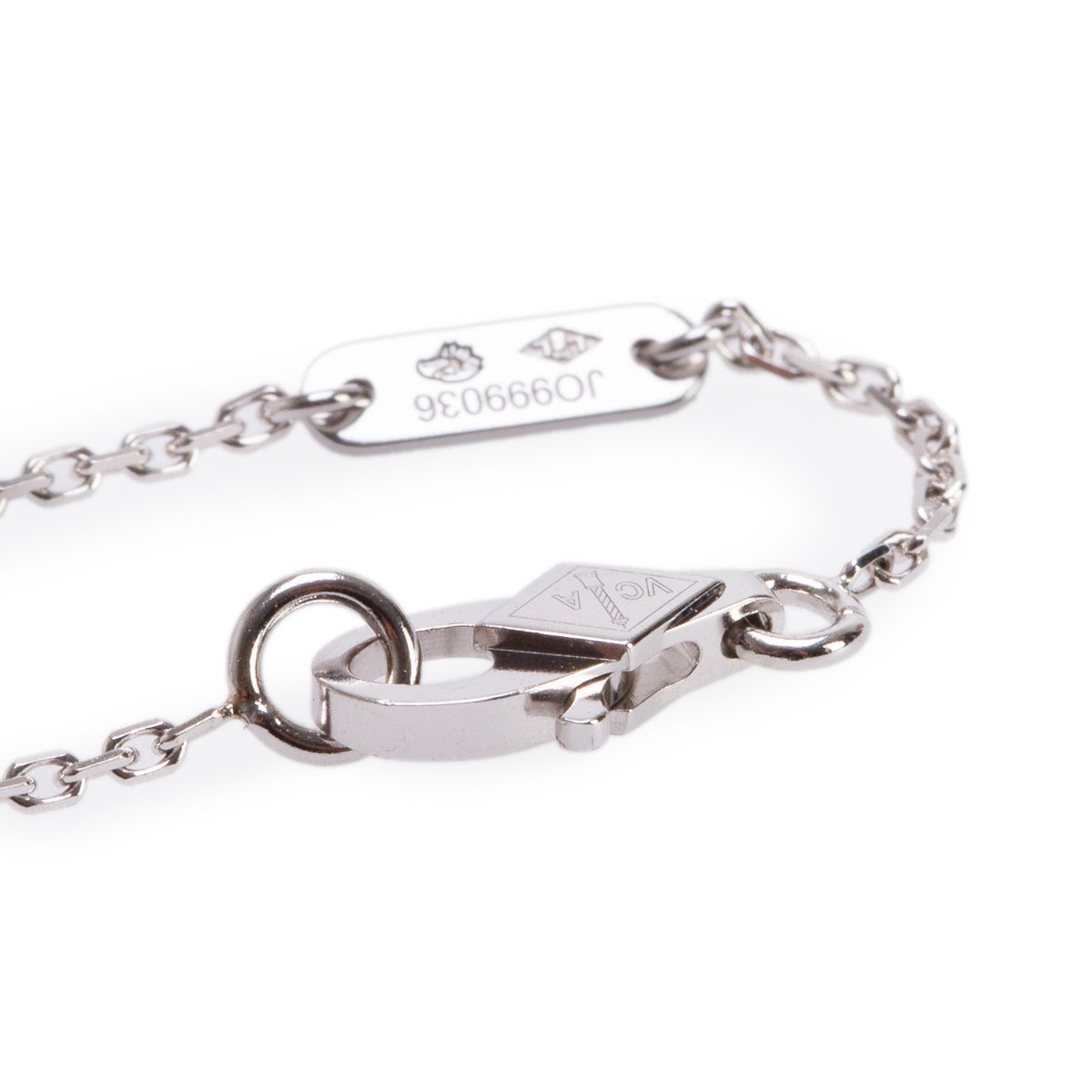 Van Cleef & Arpels 2025 18k White Gold Diamond Sweet Alhambra Pendant Necklace w/ Box & Certificate