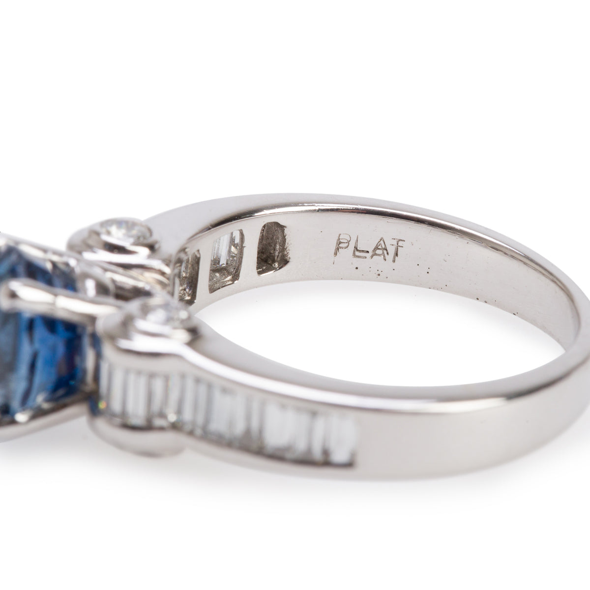 Platinum Blue Sapphire & Diamond Cocktail Ring, Size 6.75