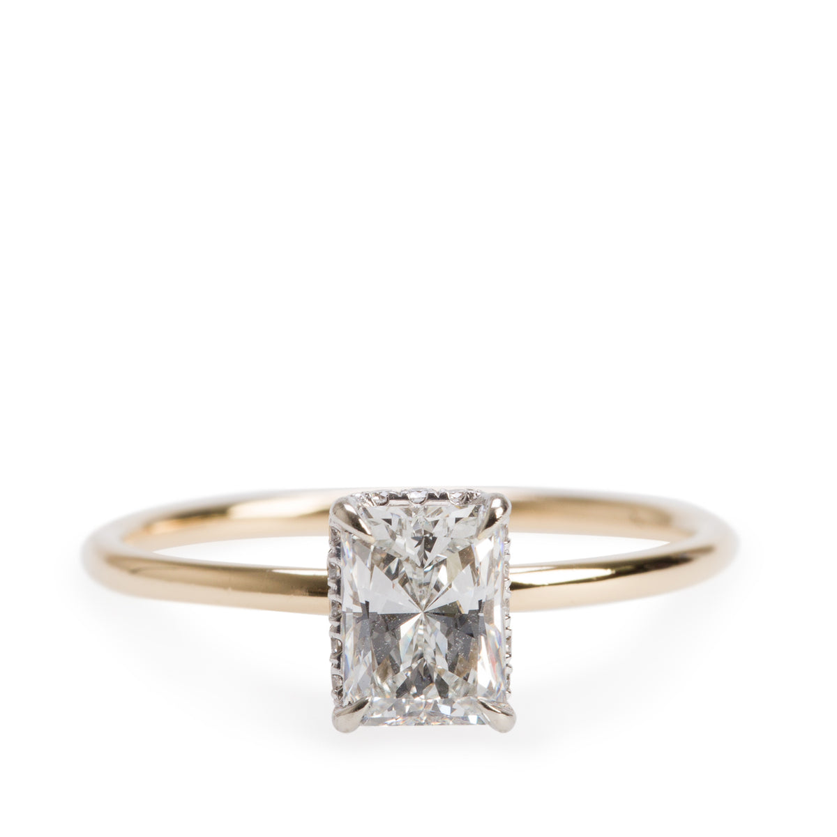 18k Yellow Gold and White Gold 0.92 ct. Radiant Cut Diamond Engagement Ring, Size 8 w/ GIA Certificate