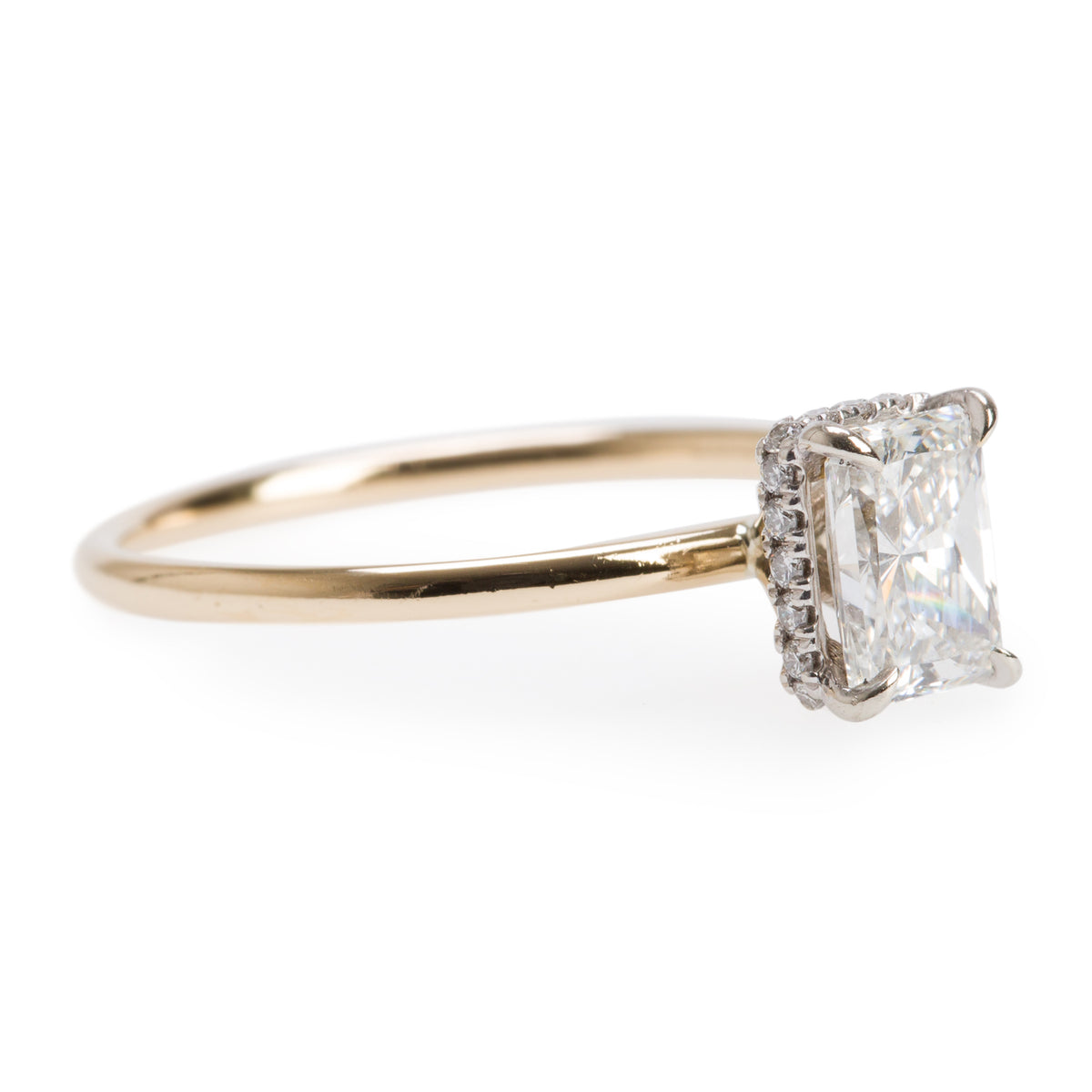 18k Yellow Gold and White Gold 0.92 ct. Radiant Cut Diamond Engagement Ring, Size 8 w/ GIA Certificate