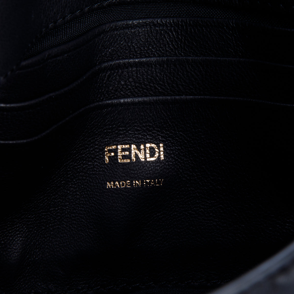 Fendi Black Nappa Mini FF Embossed Baguette w/ Straps