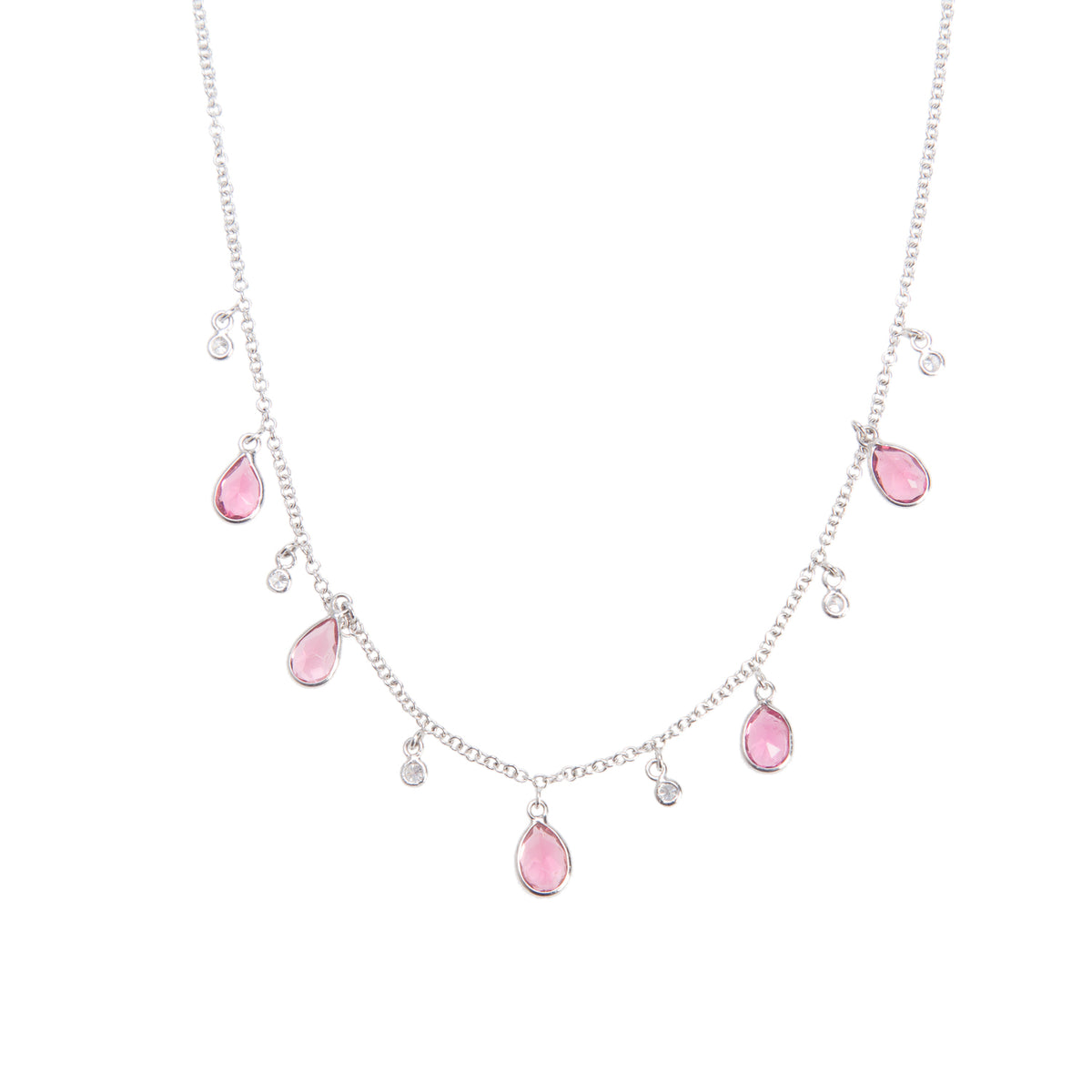 14k-18k White Gold Tourmaline and Diamond Necklace