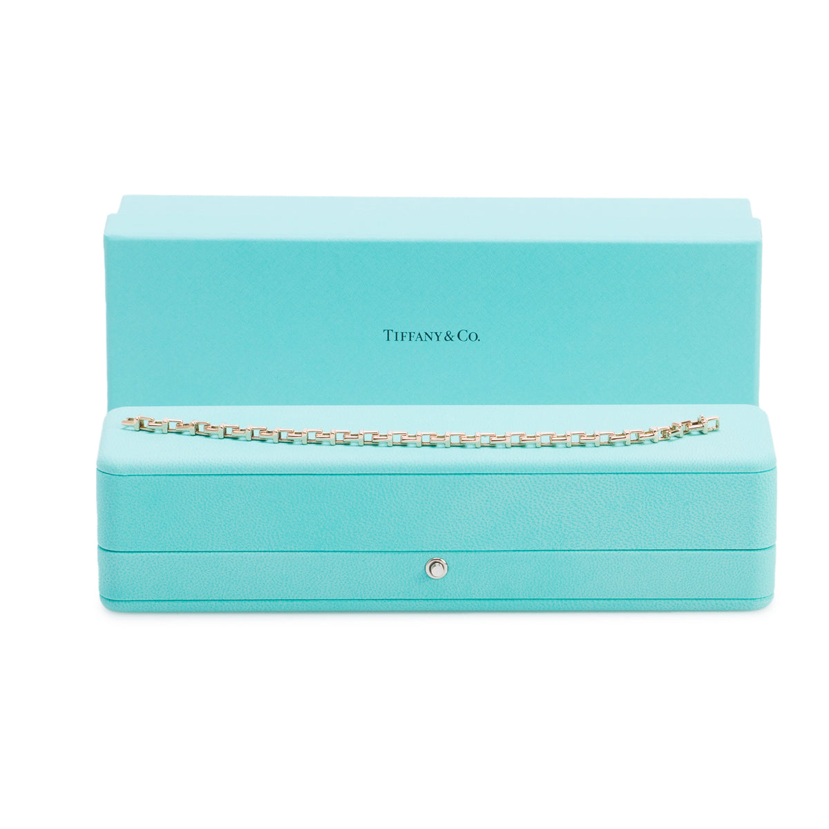 Tiffany & Co. 18k Rose Gold T Narrow Chain Bracelet w/ Box