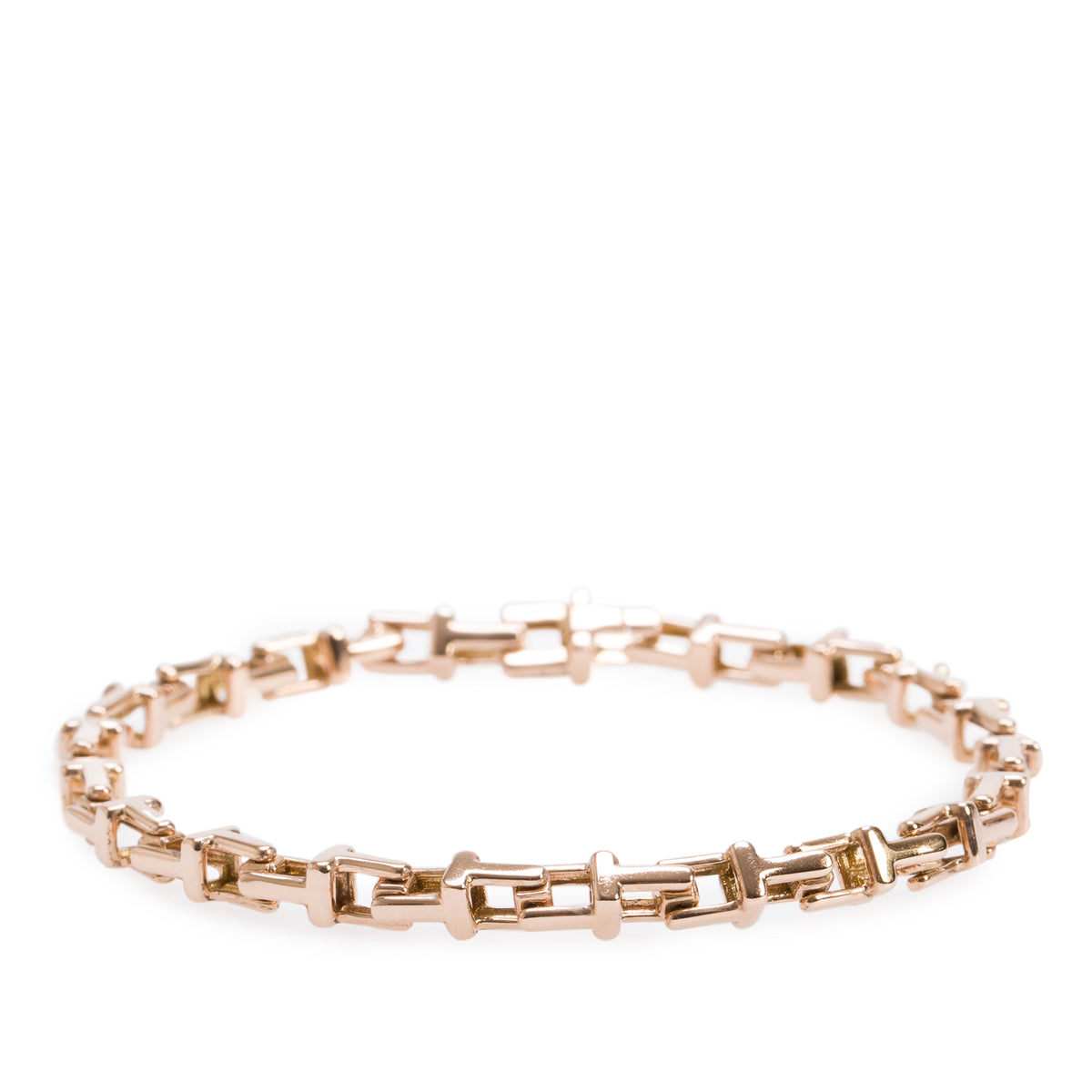 Tiffany & Co. 18k Rose Gold T Narrow Chain Bracelet w/ Box