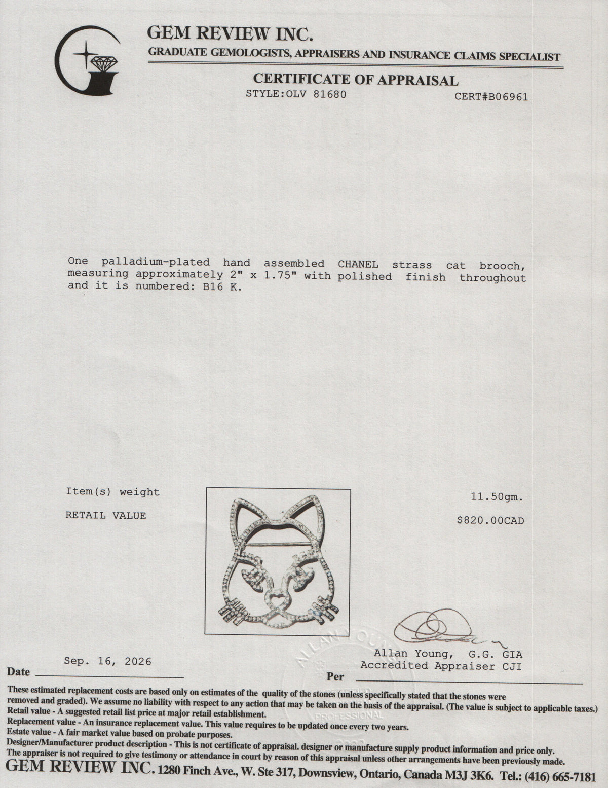 Chanel Palladium Plated Strass Cat Brooch w/ Box & Receipt