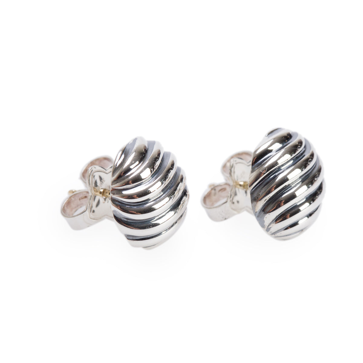 David Yurman Sterling Silver & 14k Yellow Gold Sculpted Cable Stud Earrings, 14 mm