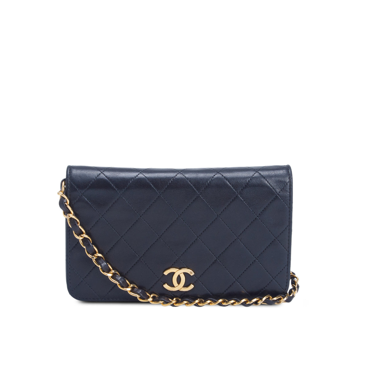 Chanel Vintage Black Quilted Lambskin Leather Mini CC Full Flap Bag