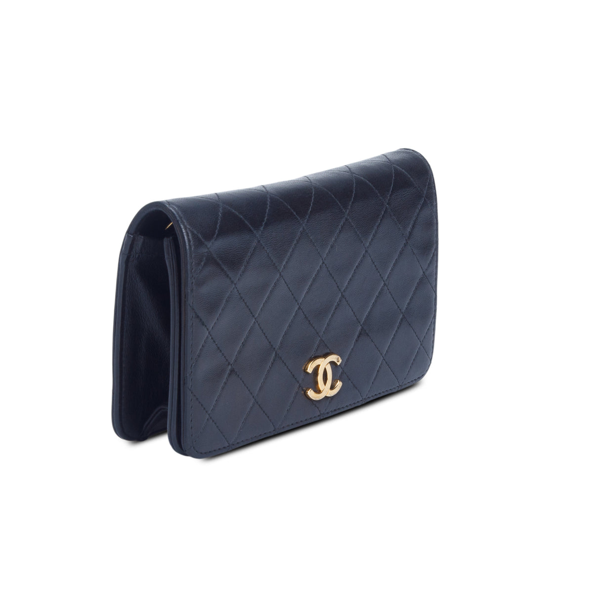 Chanel Vintage Black Quilted Lambskin Leather Mini CC Full Flap Bag