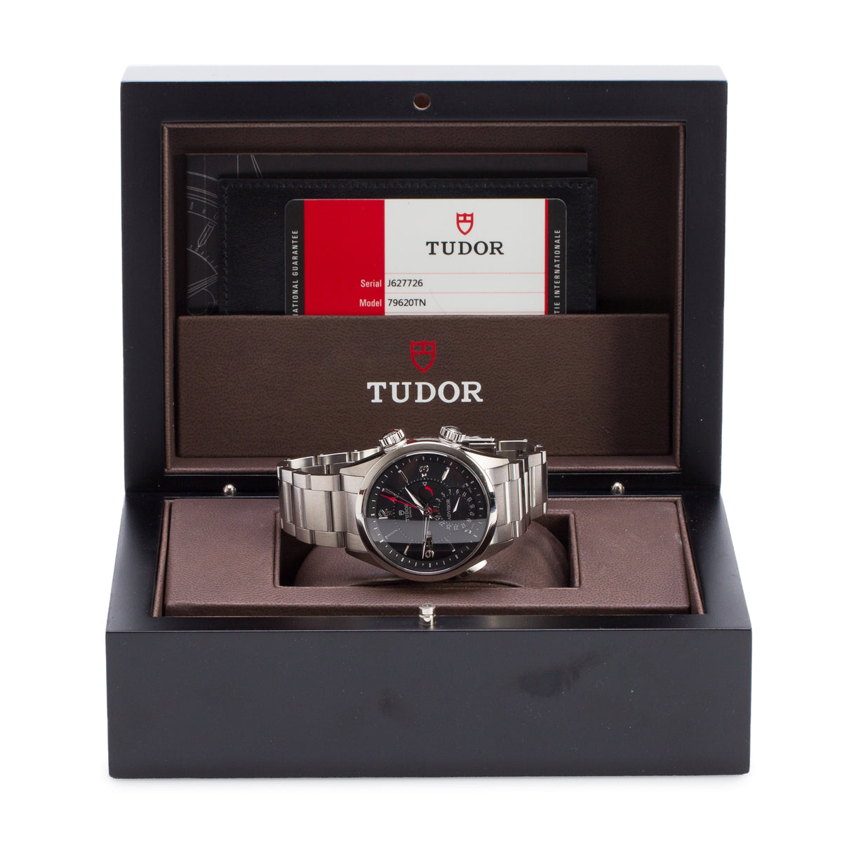 Tudor Stainless Steel Heritage Advisor 42 MM Automatic Watch Black Dial 79620TN w/ Box & Papers