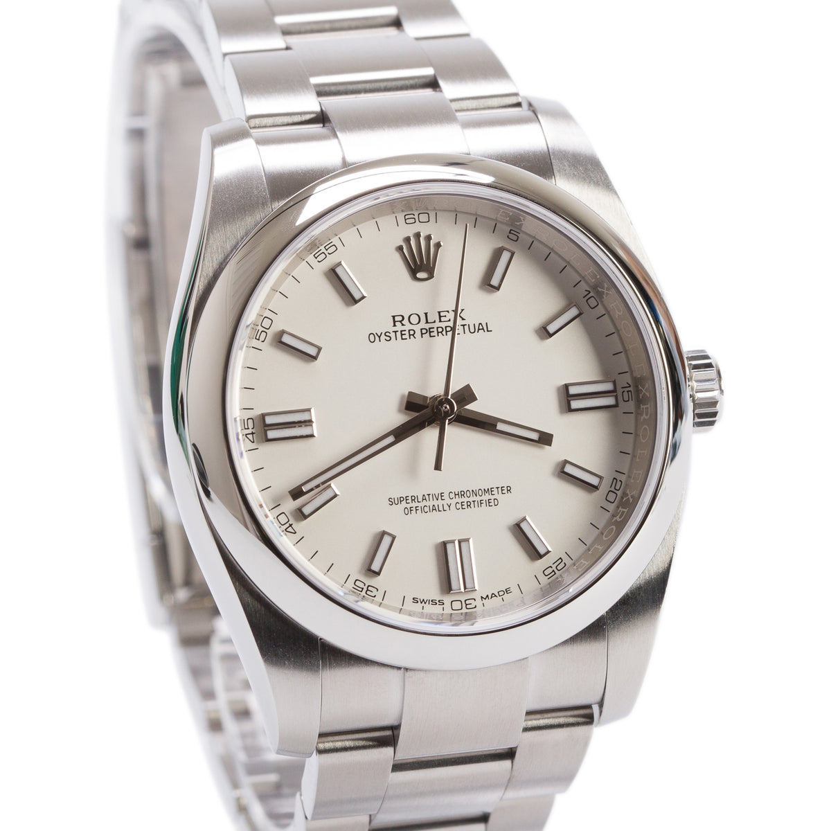 Rolex Stainless Steel Oyster Perpetual 36 MM Watch White Dial 116000 w/ Box & Papers