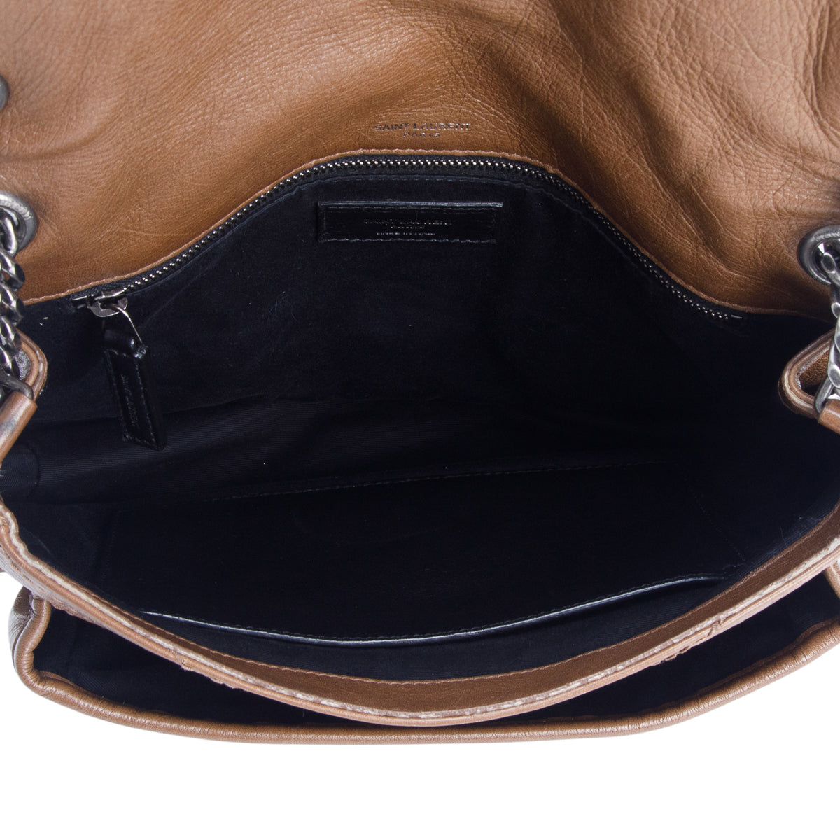 Saint Laurent 2020 Brown Lambskin Matelasse Monogram Medium Niki Chain Satchel