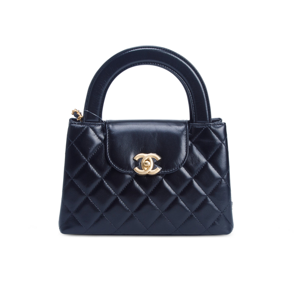 Chanel Black Shiny Aged Calfskin Quilted Nano Kelly Shopper