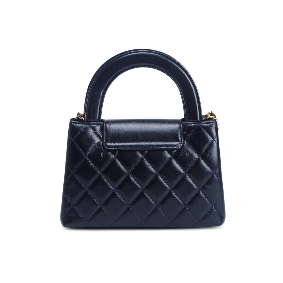 Chanel Black Shiny Aged Calfskin Quilted Nano Kelly Shopper