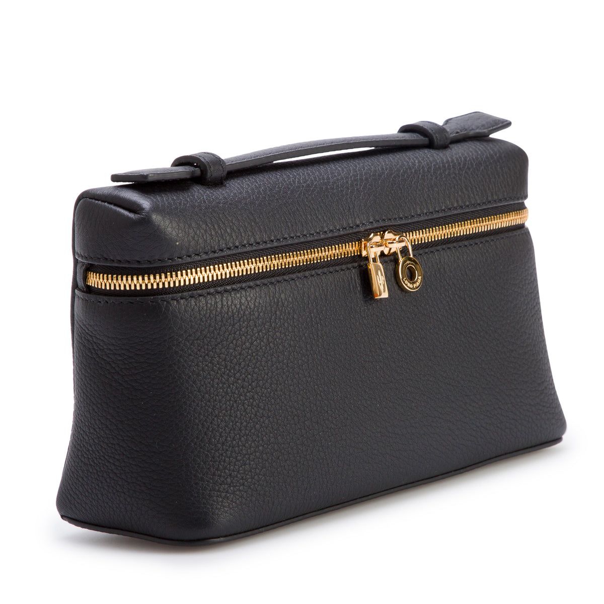 Loro Piana Black Grained Calfskin Leather Extra Pocket L19 Pouch w/ Box & Strap