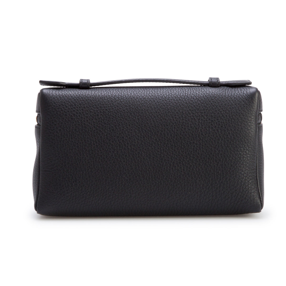 Loro Piana Black Grained Calfskin Leather Extra Pocket L19 Pouch w/ Box & Strap