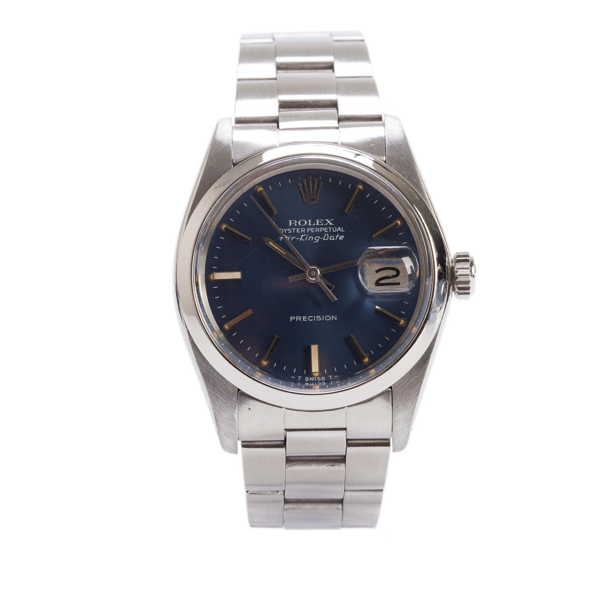 Rolex Stainless Steel Air King Date 34 MM Automatic Watch Blue Dial 5700