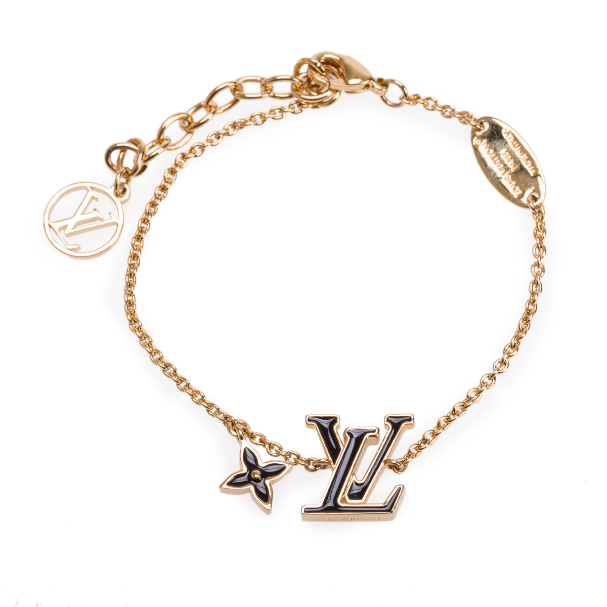 Louis Vuitton 2024 Gold Plated Black Enamel LV Iconic Bracelet w/ Box