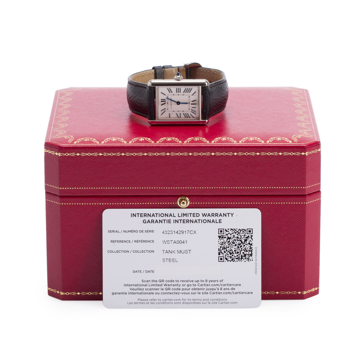 Cartier Stainless Steel Tank Must de Cartier Quartz Watch, Large Model 4323 w/ Box & Papers