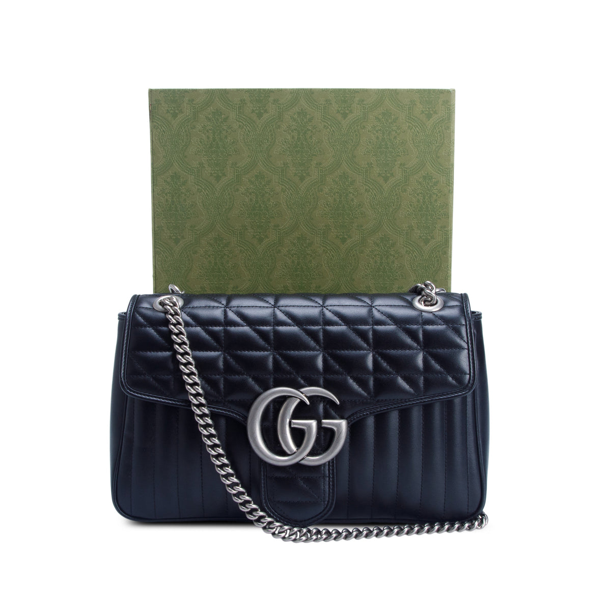 Gucci Black GG Marmont Matelasse Medium Shoulder Bag w/ Box