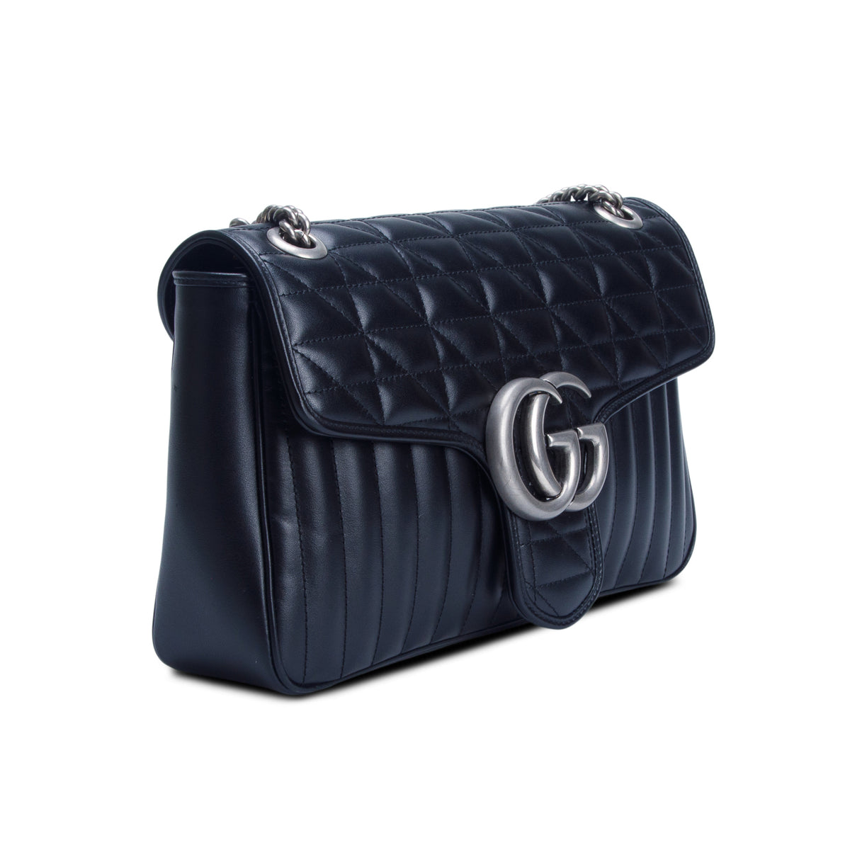 Gucci Black GG Marmont Matelasse Medium Shoulder Bag w/ Box