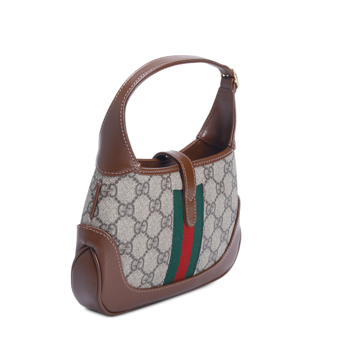 Gucci GG Supreme Monogram Azalea Calfskin Web Mini Jackie 1961 w/ Strap