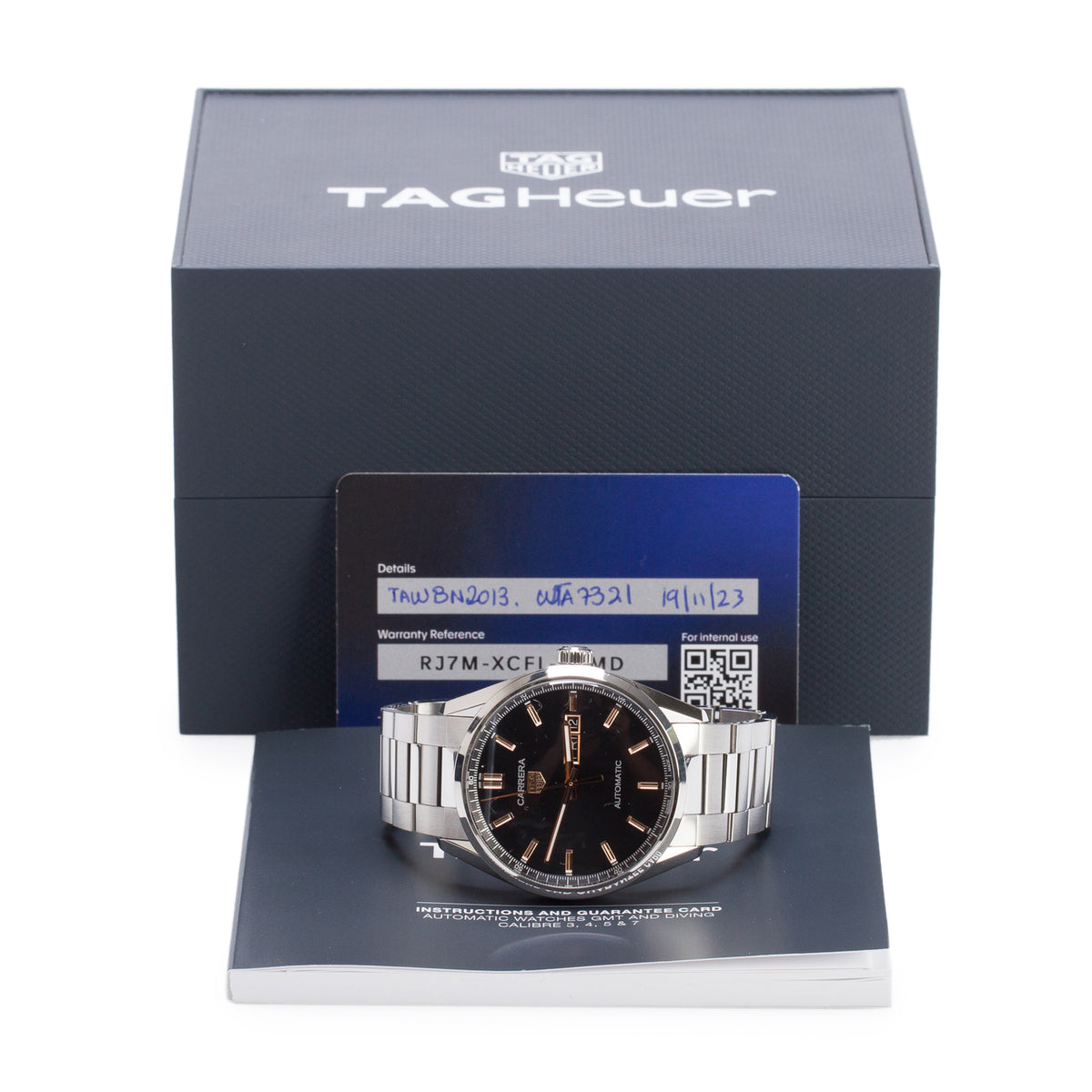 Tag Heuer 2023 Stainless Steel Carrera Day-Date 41 MM Automatic Watch Black Dial WBN2013 w/ Box & Papers