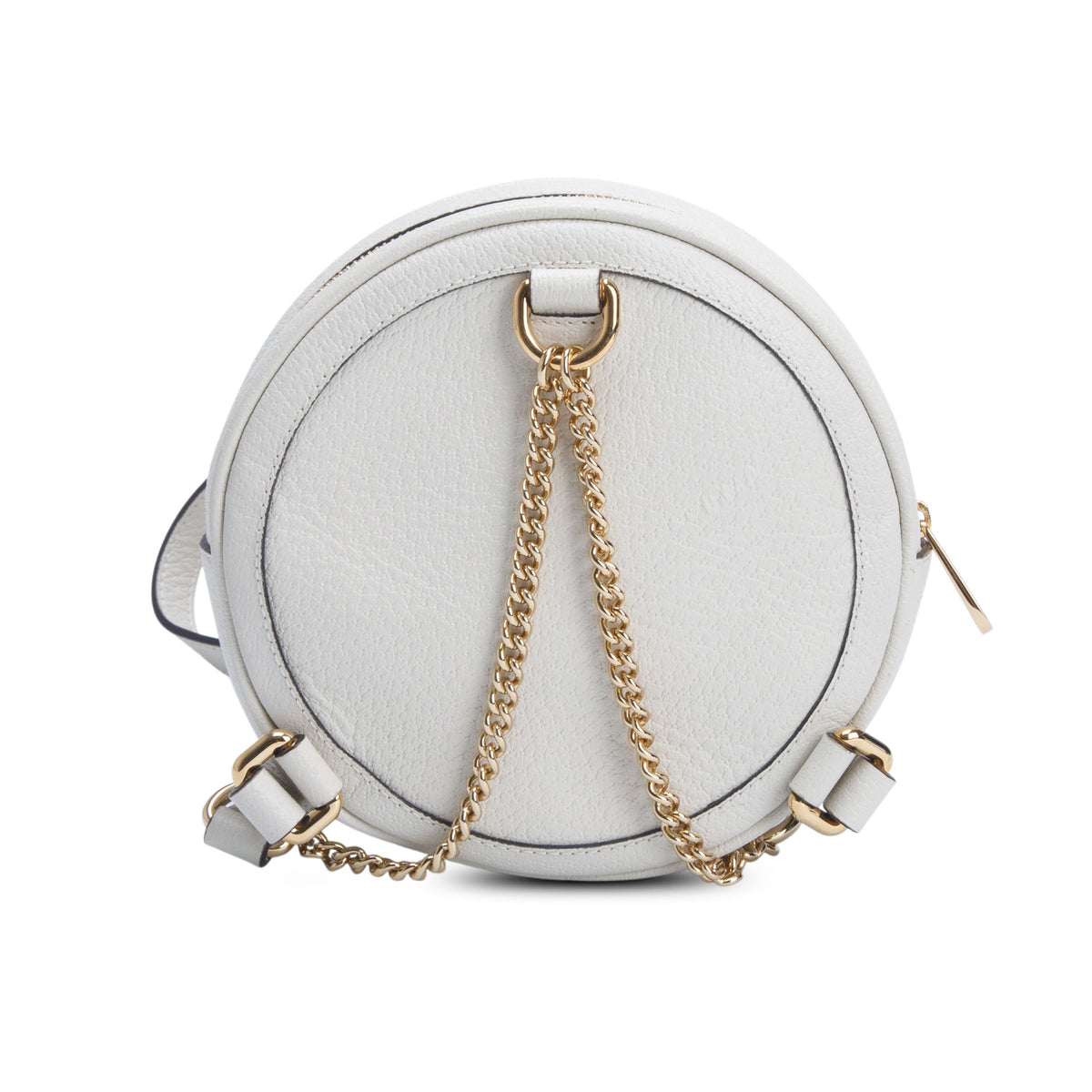 Gucci White Textured Calfskin Web Mini Ophidia Round Backpack