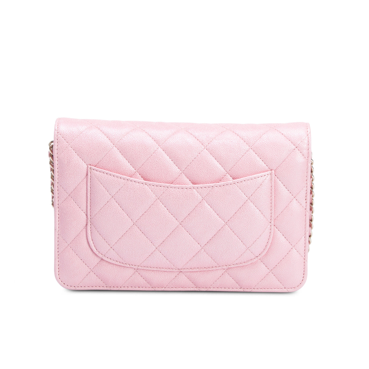 Chanel Pink Iridescent Caviar Quilted Classic Wallet on Chain w/ Box & Authenticity Card