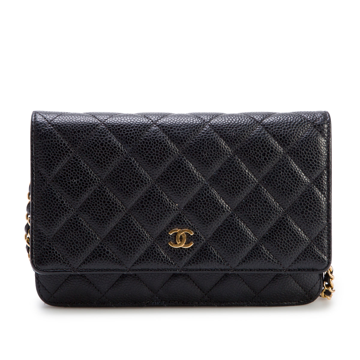 Chanel 2020 Black Caviar Quilted Classic Wallet on Chain w/ Box & Authenticity Card