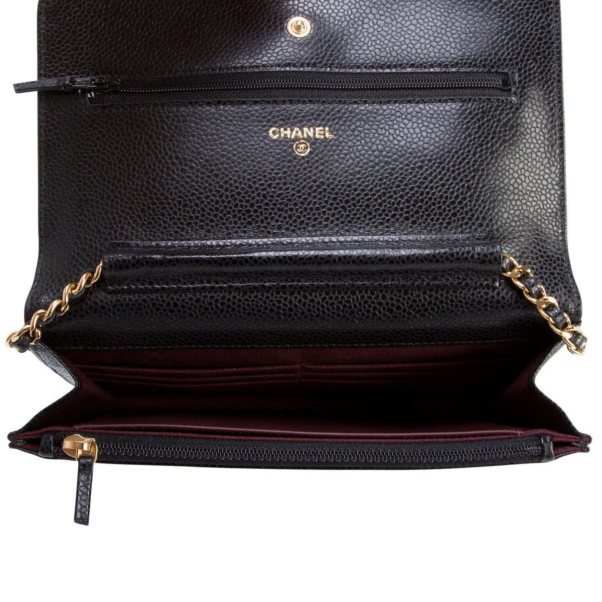 Chanel Black Caviar Quilted Classic Wallet on Chain w/ Box & Authenticity Card