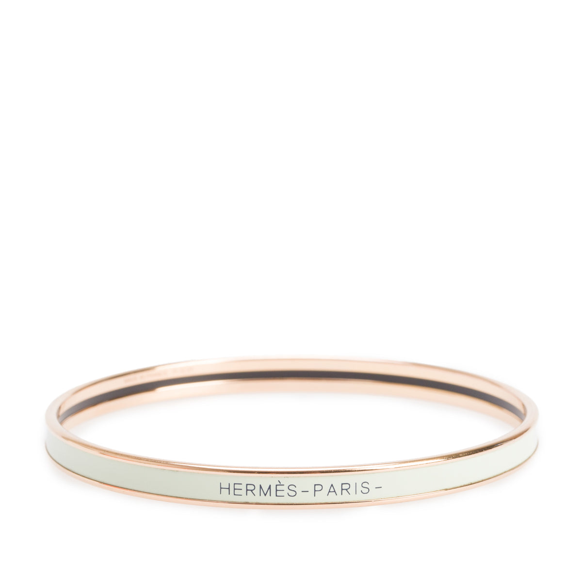 Hermes Gold-Plated Mint Green Enamel Uni Bangle w/ Box
