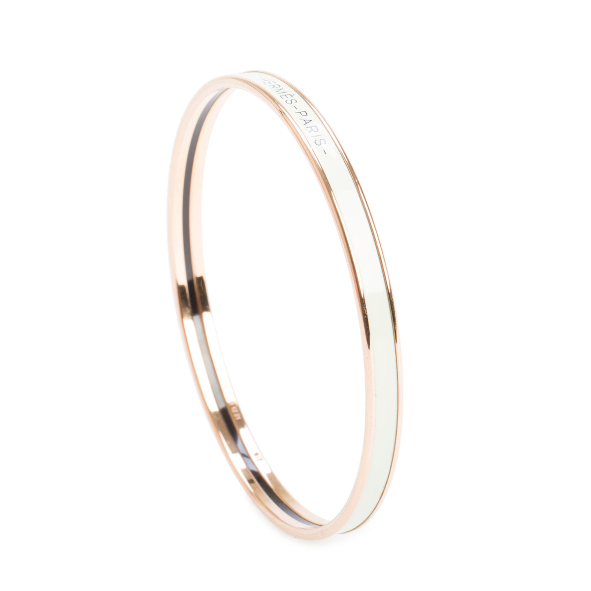 Hermes Gold-Plated Mint Green Enamel Uni Bangle w/ Box