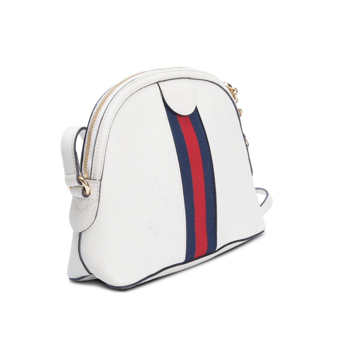 Gucci White Dollar Calfskin Web Small Ophidia Dome Crossbody Bag