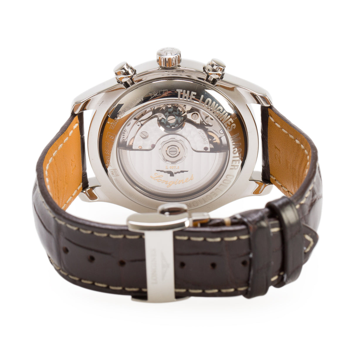 Longines Stainless Steel Master Collection 42 MM Automatic Moonphase Chronograph Watch Silver Dial w/ Box & Papers
