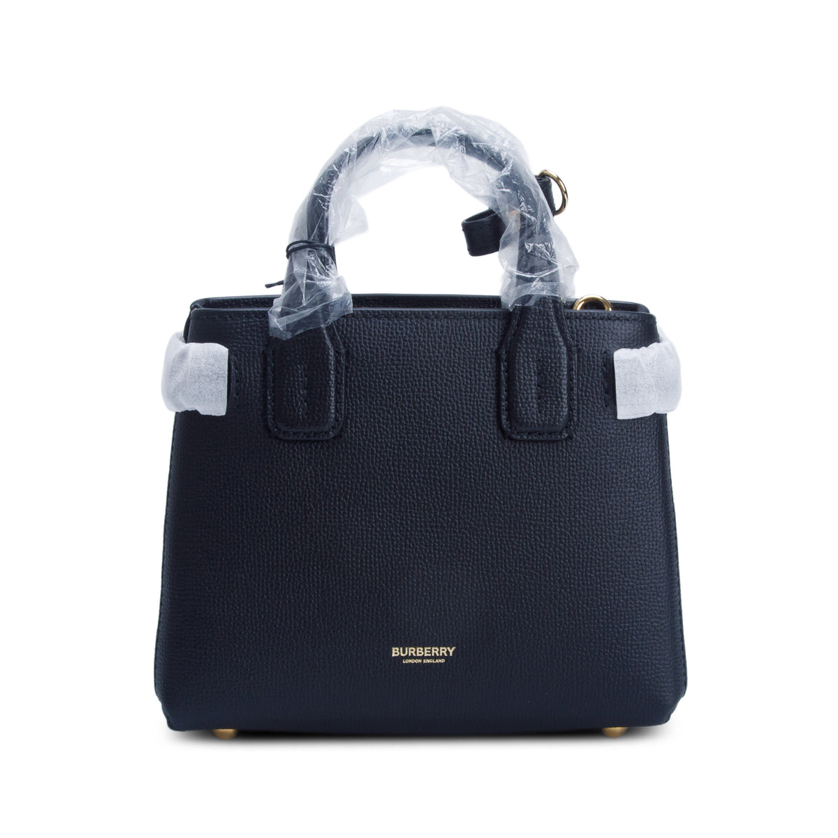 Burberry Black Grainy Calfskin House Check Baby Banner Tote w/ Box & Strap