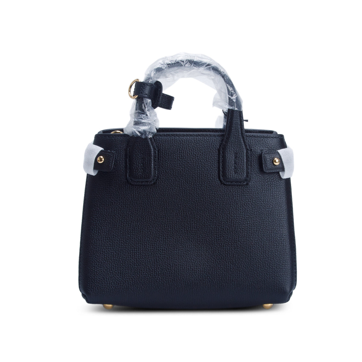 Burberry Black Grainy Calfskin House Check Baby Banner Tote w/ Box & Strap