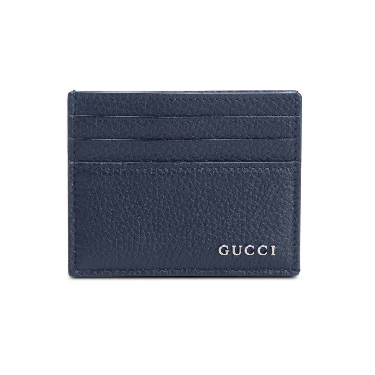 Gucci Black Grained Leather Logo Card Holder w/ Box