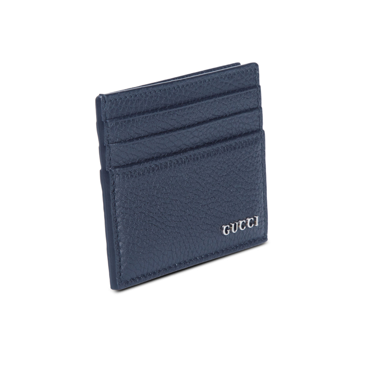 Gucci Black Grained Leather Logo Card Holder w/ Box