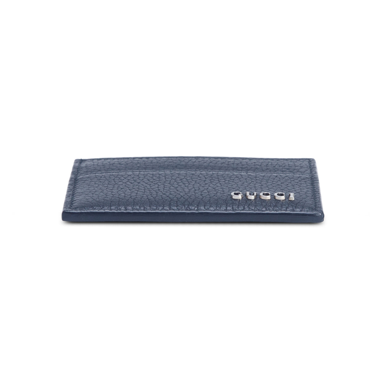 Gucci Black Grained Leather Logo Card Holder w/ Box