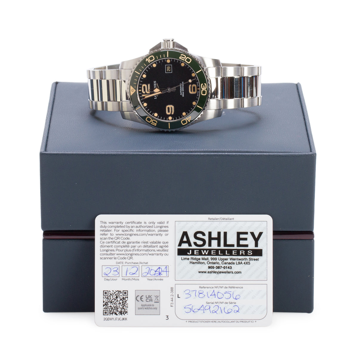 Longines 2024 Stainless Steel HydroConquest 41 MM Automatic Watch Green Bezel Black Dial w/ Box & Papers